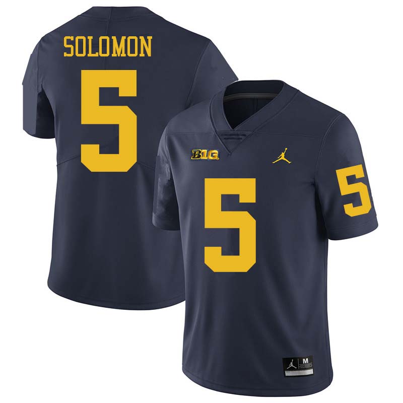 Jordan Brand Men #5 Aubrey Solomon Michigan Wolverines College Football Jerseys Sale-Navy - Click Image to Close